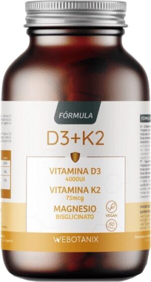 Vitamina D3 y K2 + Magnesio Fórmula WeBotanix